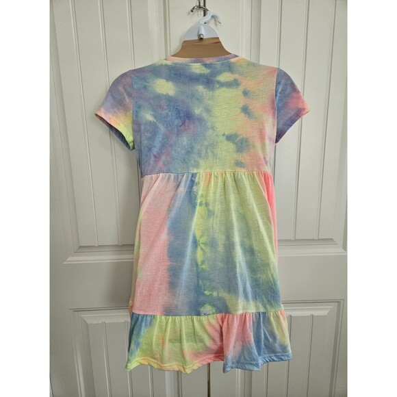 Shein Tie Dye V Neck Skater Dress Size L Brightly Colored - Picture 4 of 7